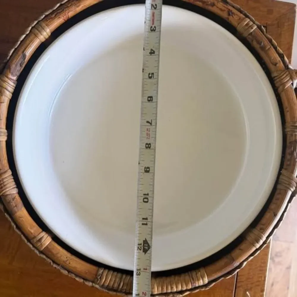 Ceramic Casserole Dish with Woven Rattan Carrier
